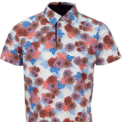 Lords Of Harlech Pietro Snap Floral Polo Shirt In White