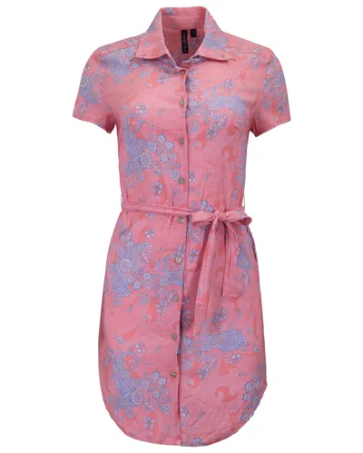 Lords Of Harlech Pink Crystal Paisley Explosion Coral Womens Shirt Dress