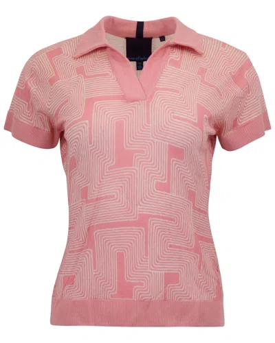 Lords Of Harlech Pink Jessica Inter Twine Coral Womens Merino Silk Cashmere Polo