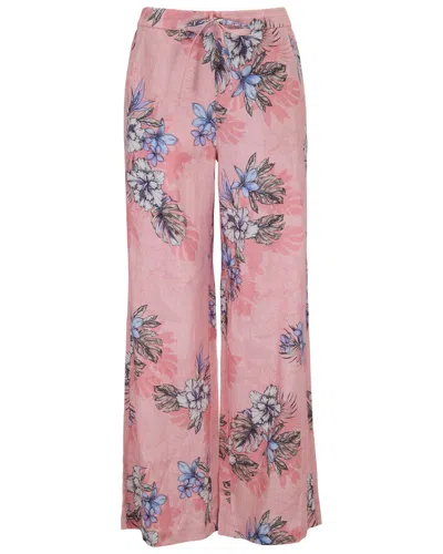 Lords Of Harlech Pink Lillian Exotic Floral Coral Womens Wide-leg Pant In Multi