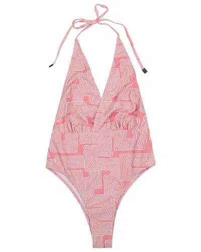 Lords Of Harlech Pink Xena Inter Twine Coral Womens Halter One-piece Swimsuit