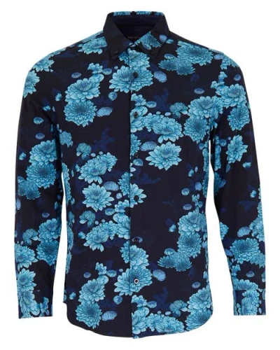 Lords Of Harlech Sawyer Knit Shirt In Blue