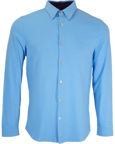 Lords Of Harlech Sawyer Knit Shirt In Blue