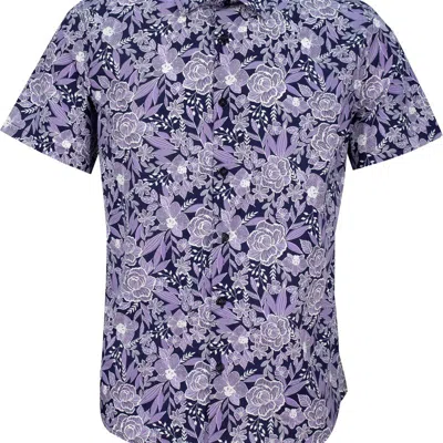 Lords Of Harlech Scott Handcut Floral Shirt In Blue