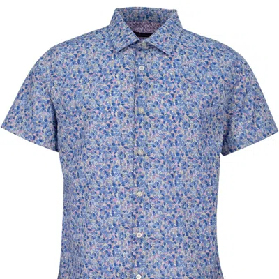 Lords Of Harlech Scott Mosaic Shirt In Blue