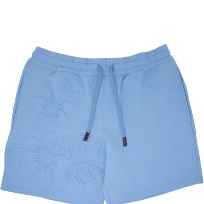 Lords Of Harlech Silus Embossed Interlock Shorts In Blue