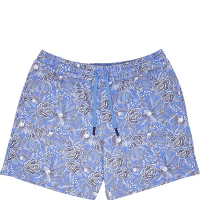 Lords Of Harlech Silus Handcut Floral Interlock Shorts In Blue