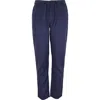 Lords Of Harlech Solid Linen Drawstring Pant In Blue