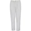 Lords Of Harlech Solid Linen Drawstring Pant In White