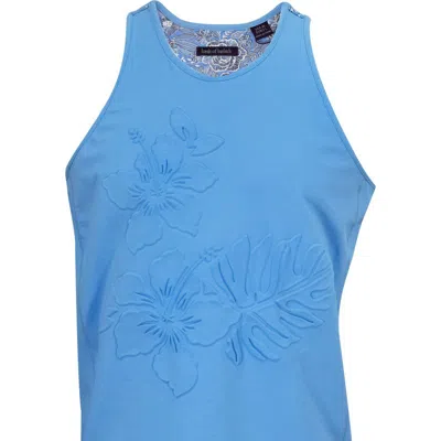 Lords Of Harlech Tedford Embossed Floral Tank In Blue