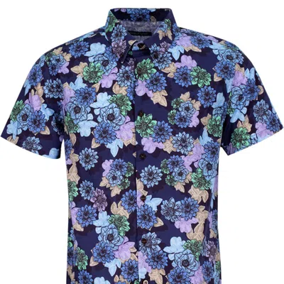 Lords Of Harlech Tim Snap Floral Shirt In Blue