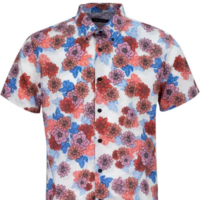 Lords Of Harlech Tim Snap Floral Shirt In Orange