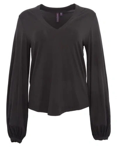 Lords Of Harlech Val Long Sleeve V-neck Shirt In Black