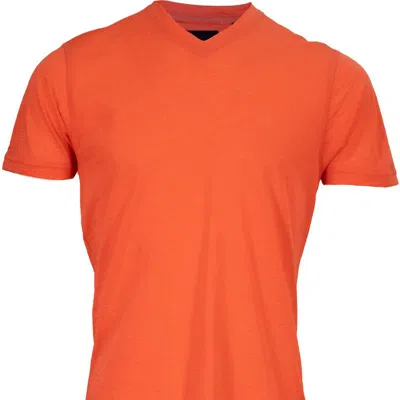 Lords Of Harlech Victor Merino V-neck Tee In Orange