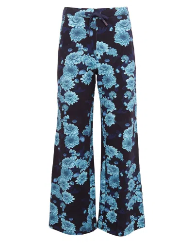 Lords Of Harlech Women's Blue Paige Serious Floral Knit Pant - Navy