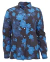 Lords Of Harlech Sophie Silk Oversized Shirt In Blue