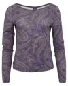 Lords Of Harlech Women's Grey Carly Merino Long Sleeve Crewneck Shirt - Badalona Smoke In Purple