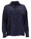 Lords Of Harlech Sophie Silk Oversized Shirt In Blue