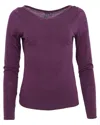 Lords Of Harlech Women's Purple Carly Merino Long Sleeve Crewneck Shirt - Plum In Purple