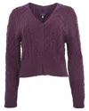 Lords Of Harlech Samantha Cashmere Blend Cable Knit Cardigan Sweater In Purple