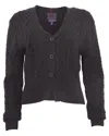 Lords Of Harlech Samantha Cashmere Blend Cable Knit Cardigan Sweater In Black