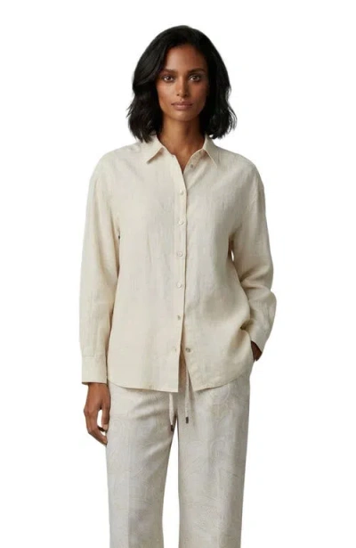 Lords Of Harlech Womens Long Sleeve Linen Shirt In Brown