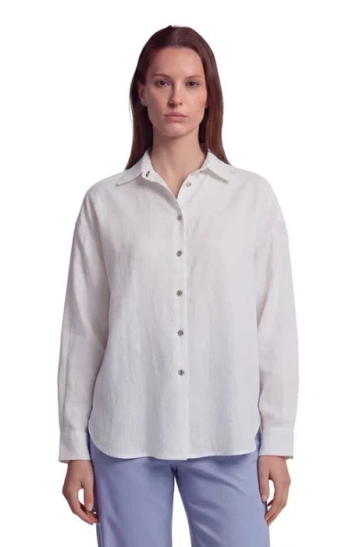 Lords Of Harlech Womens Long Sleeve Linen Shirt In White