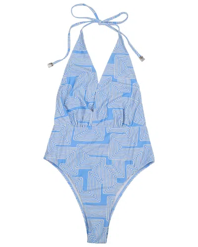 Lords Of Harlech Xena Inter Twine Blue Womens Halter One-piece Swimsuit In Black
