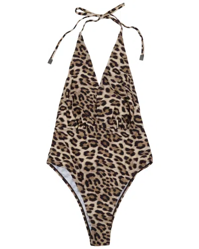 Lords Of Harlech Xena Leopard Brown Womens Halter One-piece Swimsuit