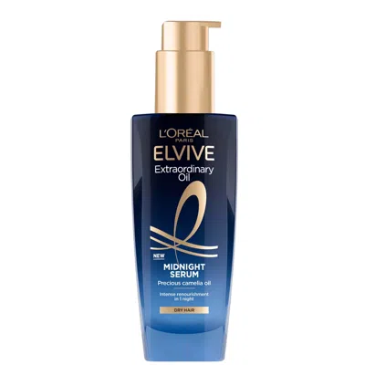 L'oréal Paris Elvive Extraordinary Oil Midnight Renourishing Hair Treatment Serum For Dry Hair 100ml In Blue