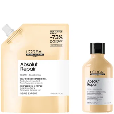 L'oreal Professionnel Absolut Repair Shampoo 300ml And Refill Pack 500ml For Dry & Damaged Hair