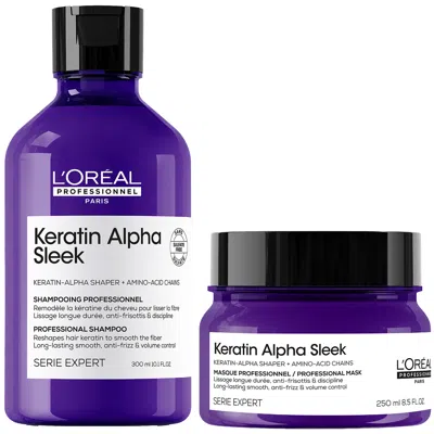 L'oreal Professionnel Keratin Alpha Sleek Shampoo & Hair Mask Bundle Anti-frizz & Smoothing