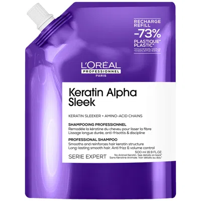 L'oreal Professionnel Keratin Alpha Sleek Shampoo Refill Pack Anti-frizz & Smoothing 500ml In Transparent