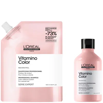 L'oreal Professionnel Vitamino Color Shampoo 300ml And Refill Pack 500ml For Coloured Hair