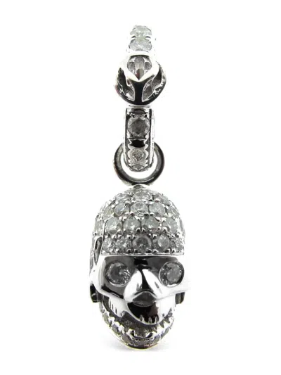 Loree Rodkin 14k White Gold Diamond Skull-head Pendant In Metallic