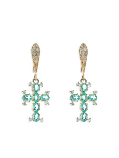 Loree Rodkin 14k Yellow Gold Emerald And Diamond Earrings