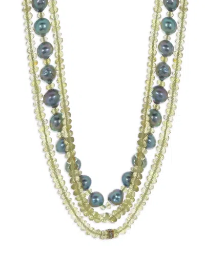 Loree Rodkin 14kt Yellow Gold Beryl Diamond Necklace In Green