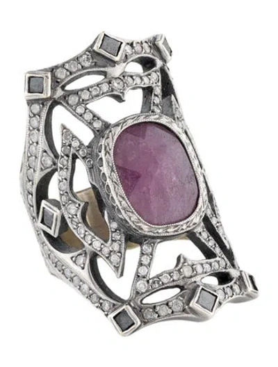 Pre-owned Loree Rodkin 18k 1.22ctw Diamond & Ruby Cocktail Ring In Multi