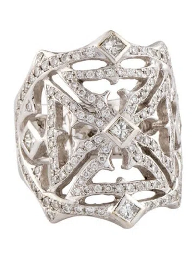 Pre-owned Loree Rodkin 18k 1.36ctw Diamond Cocktail Wide Band In Multi