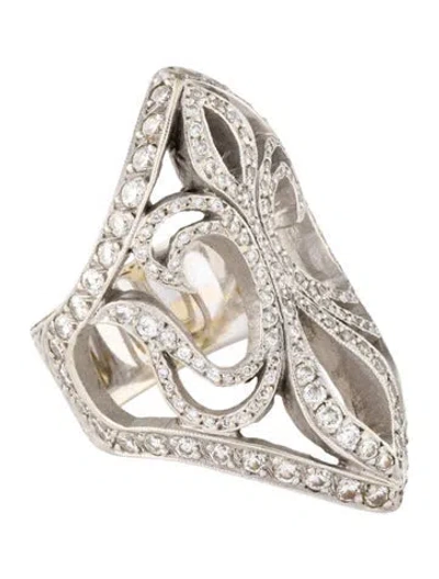 Pre-owned Loree Rodkin 18k 1.61ctw Diamond Fleur De Lis Ring In Multi