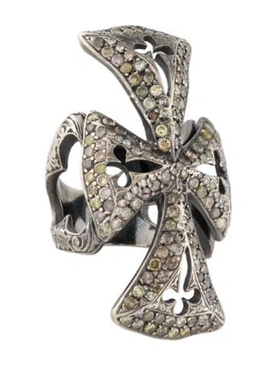 Pre-owned Loree Rodkin 18k 3.03ctw Diamond Cross Ring In Multi