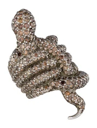 Pre-owned Loree Rodkin 18k 5.95ctw Diamond Serpent Cocktail Ring In Multi