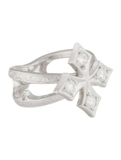 Pre-owned Loree Rodkin 18k Diamond Cross Cocktail Ring In Multi