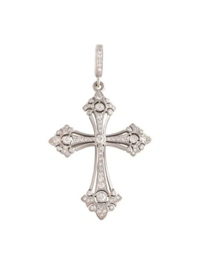 Pre-owned Loree Rodkin 18k Diamond Cross Pendant In Multicolor