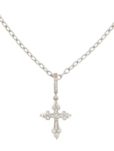 Pre-owned Loree Rodkin 18k Diamond Cross Pendant Necklace, 14.25" In Multi