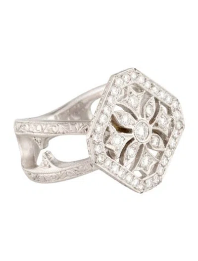 Pre-owned Loree Rodkin 18k Diamond Framed Snowflake Cocktail Ring In Multi
