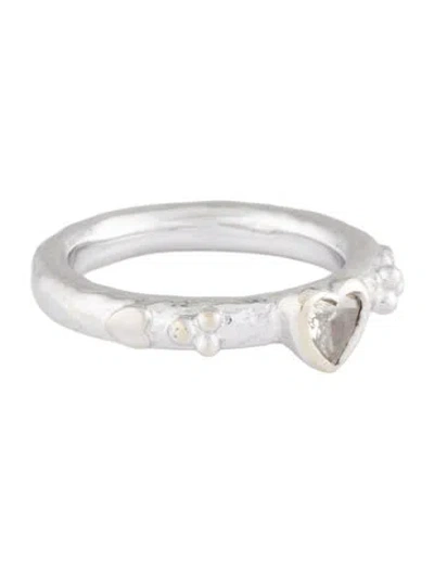 Pre-owned Loree Rodkin 18k Diamond Heart Band Ring In Multi