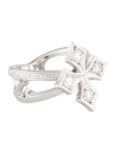Pre-owned Loree Rodkin 18k Diamond Maltese Cross Cocktail Ring In Multi