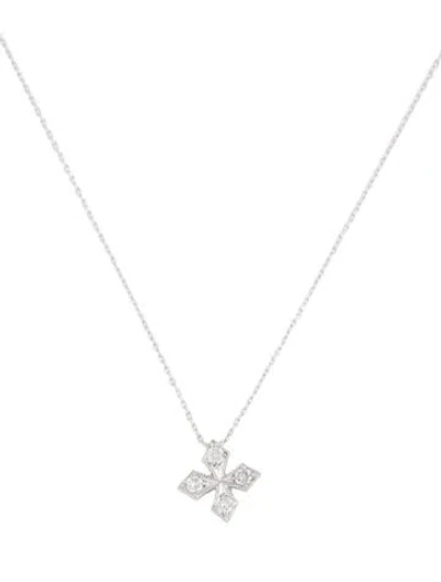 Pre-owned Loree Rodkin 18k Diamond Maltese Cross Pendant Necklace, 16" In Multi