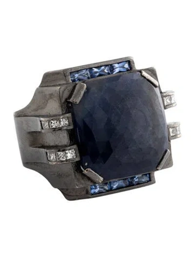 Pre-owned Loree Rodkin 18k Sapphire & Diamond Cocktail Ring In Multicolor